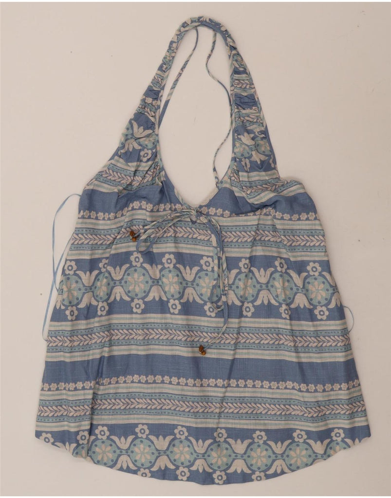 FREE PEOPLE Womens Halter Top UK 14 Medium Blue Floral Vintage Free People and Second-Hand Free People from Messina Hembry 