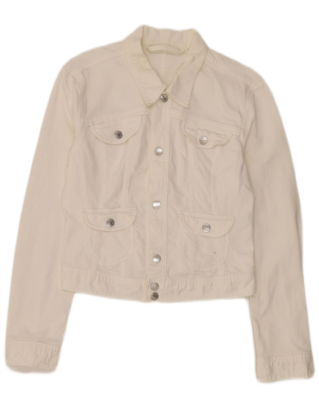 Женская укороченная джинсовая куртка PEPE Jeans UK 12, средний белый хлопок