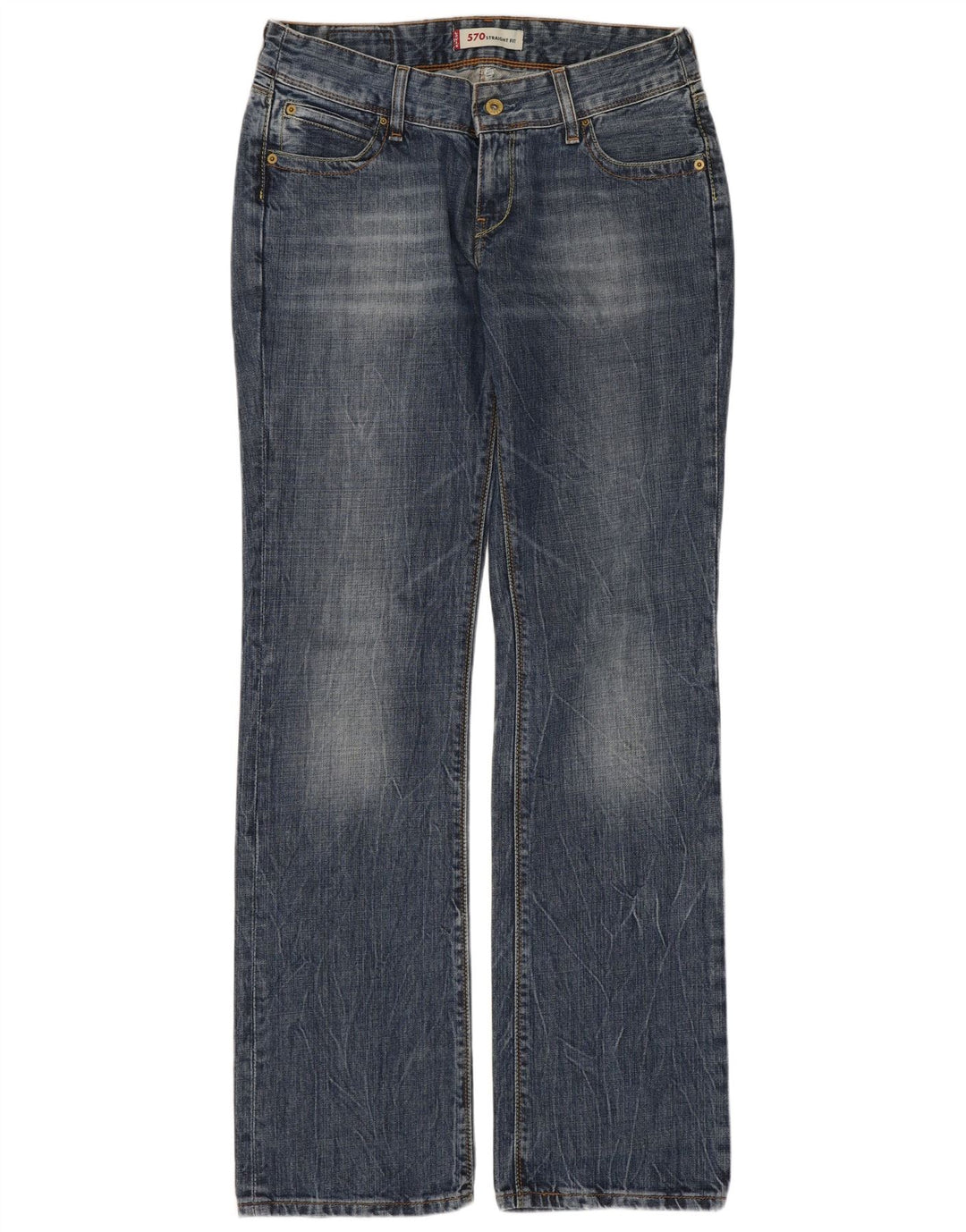 Женские прямые джинсы LEVI'S 570 W30 L34 синие, хлопок