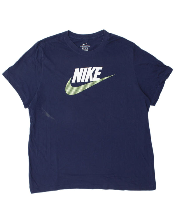 Мужская футболка с рисунком Nike Top 2XL, темно-синий, хлопок