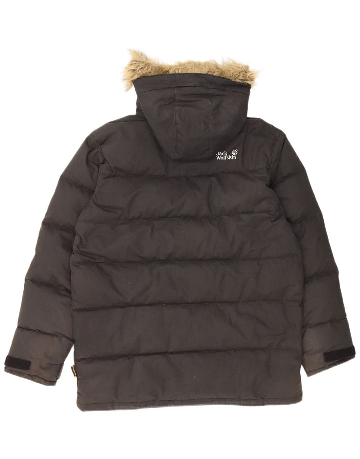 Мужская стеганая куртка с капюшоном Jack Wolfskin UK 36/38, средний черный полиэстер