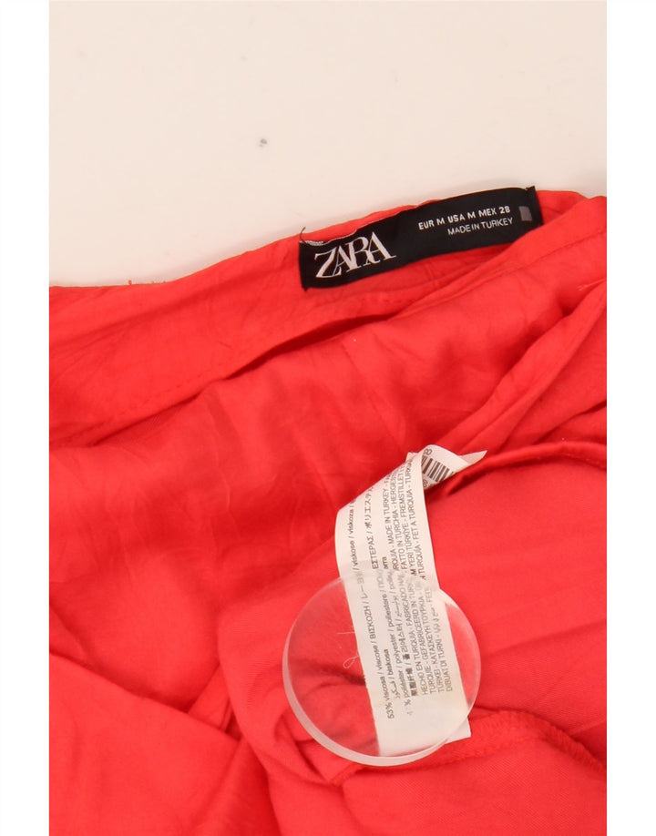 Zara Женская асимметричная мини-юбка Medium W28 Красная вискоза