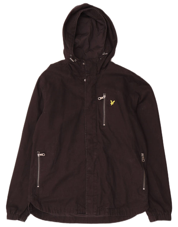 Мужская куртка-бомбер с капюшоном Lyle & Scott UK 38, средний черный хлопок