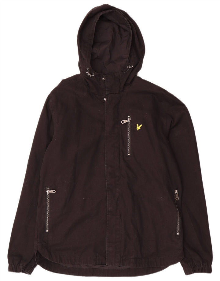Мужская куртка-бомбер с капюшоном Lyle & Scott UK 38, средний черный хлопок