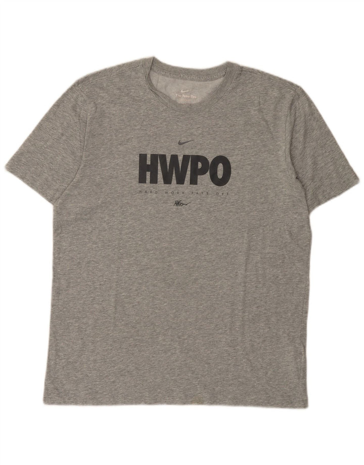 Мужская футболка Nike Dri Fit с рисунком, хлопковый топ среднего серого цвета с крапинками