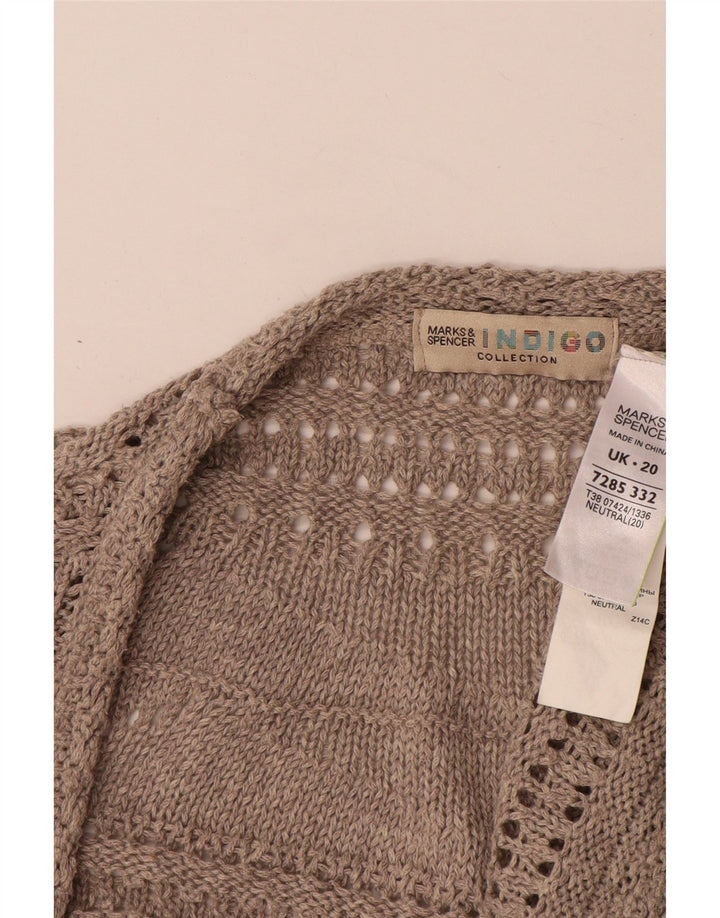Женский открытый кардиган Marks & Spencer UK 20 2XL, бежевый полиэстер
