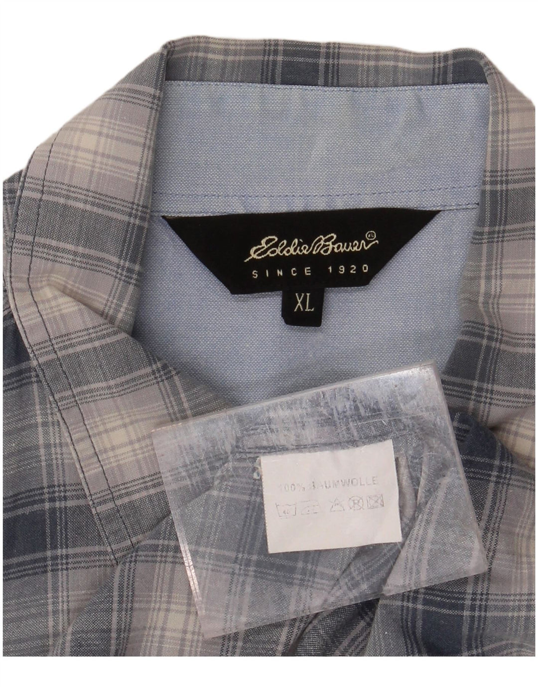 EDDIE BAUER Mens Graphic Short Sleeve Shirt XL Blue Check Cotton