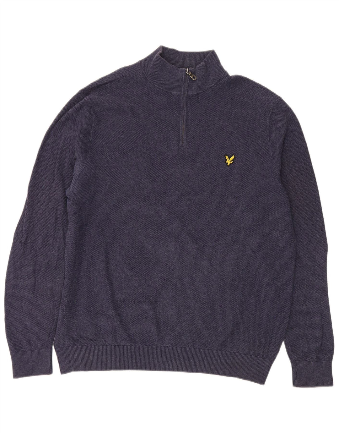 Мужской джемпер с воротником на молнии Lyle & Scott, большой темно-синий хлопковый свитер