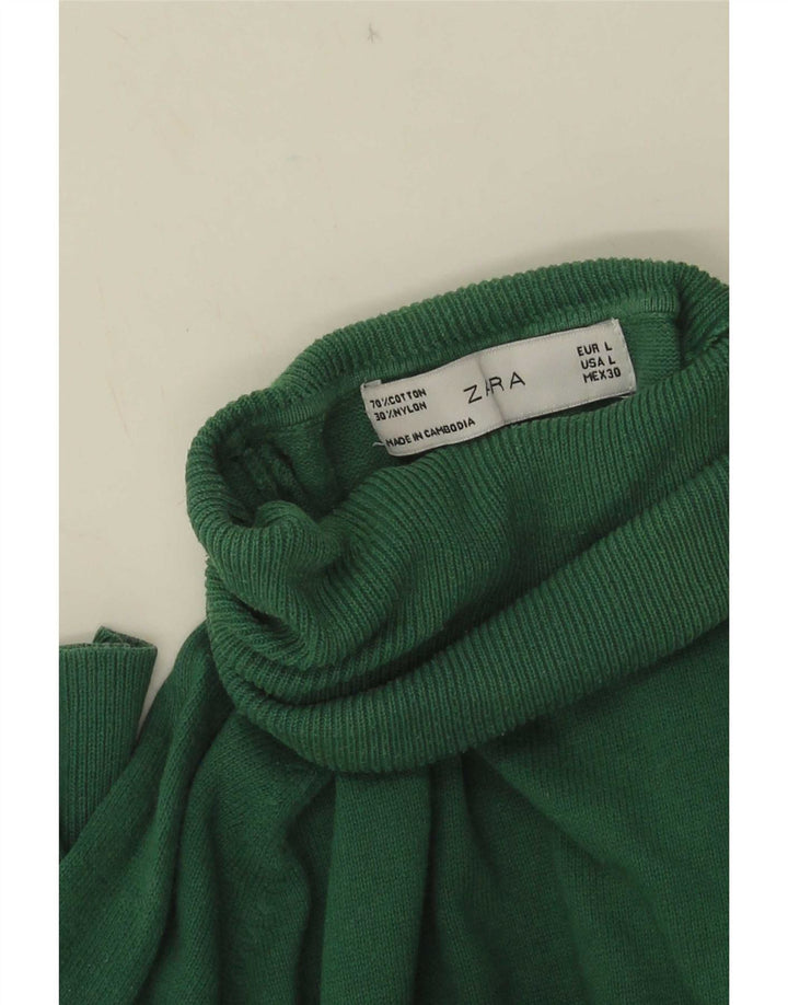 Женский джемпер с высоким воротником Zara UK 14, большой зеленый