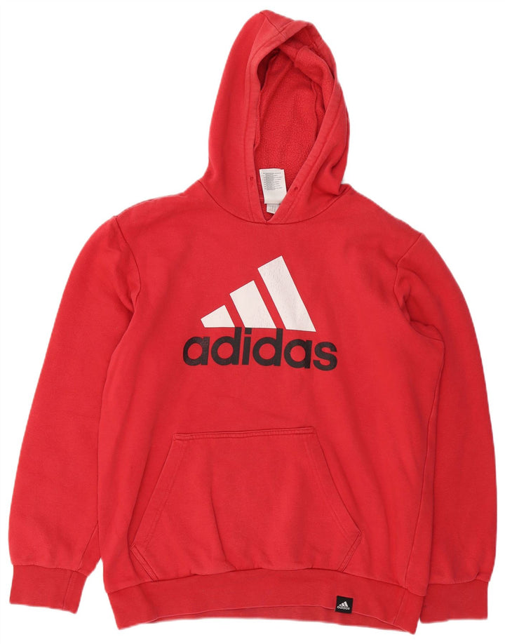 Мужской джемпер с капюшоном ADIDAS, красный, хлопковый
