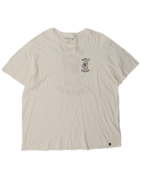 Hurley Mens Graphic T-Shirt Top 2XL White Cotton