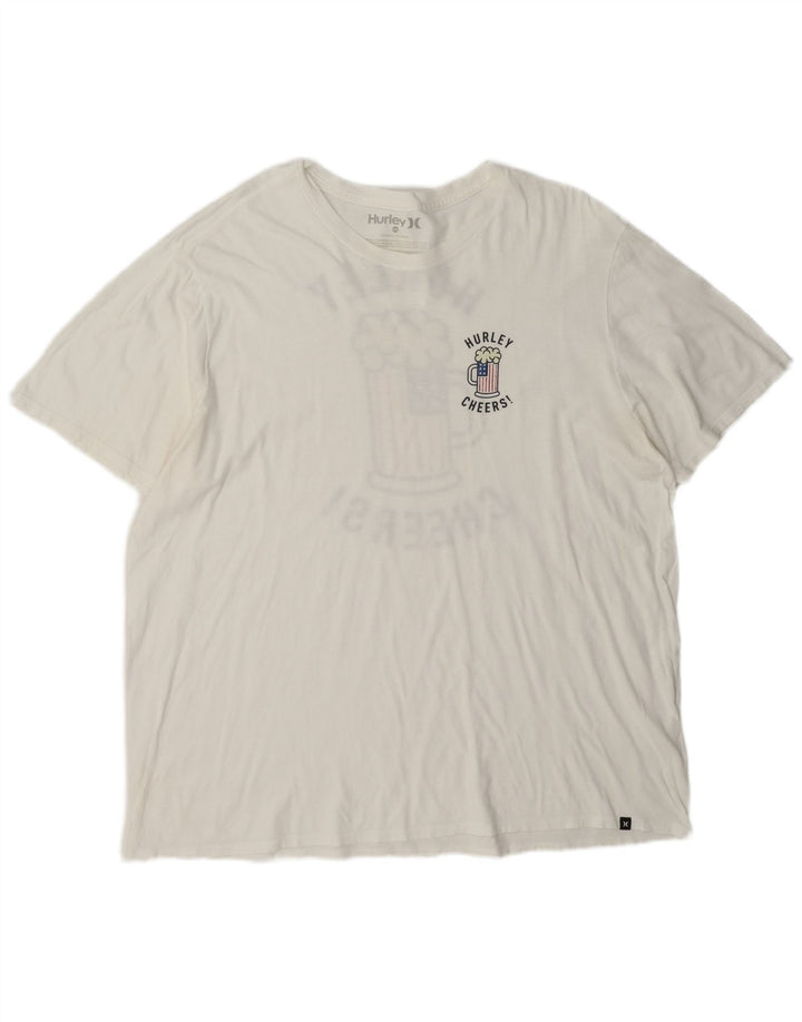 Мужская футболка с рисунком Hurley, топ 2XL, белый хлопок