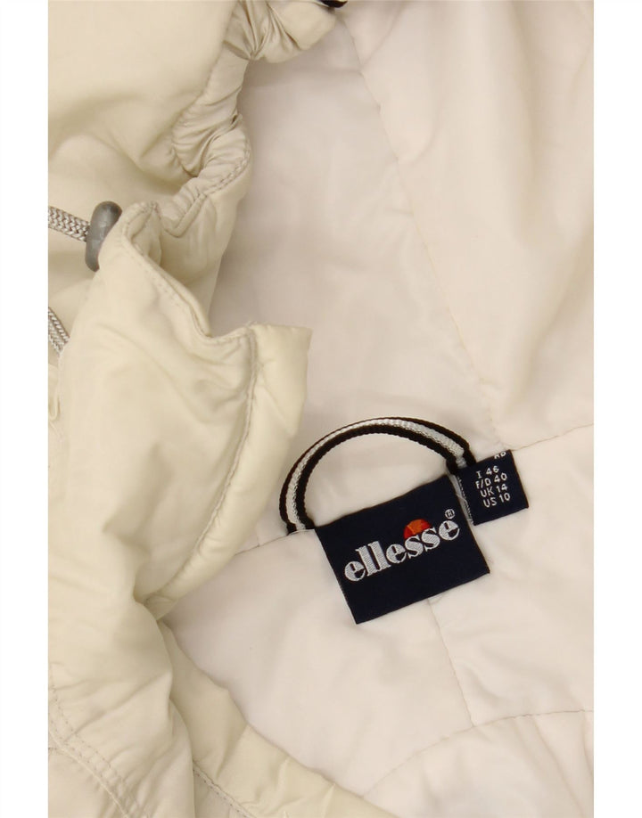 ELLESSE Womens Oversized Hooded Anorak Jacket UK 14 Large White Polyamide Vintage Ellesse and Second-Hand Ellesse from Messina Hembry 