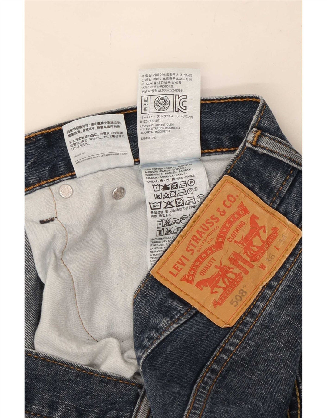 Мужские прямые джинсы Levi's 508 W36 L29 темно-синие, хлопок