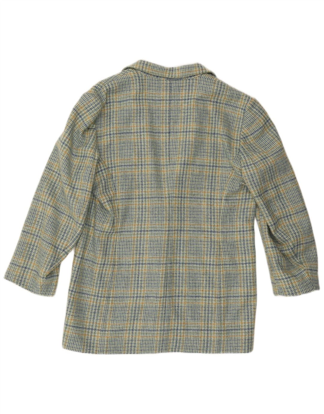 Винтажный женский пиджак на 2 пуговицах IT 46, шерстяной в большую синюю клетку