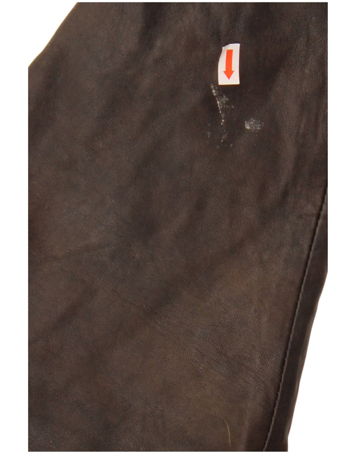 ВИНТАЖНОЕ женское кожаное пальто с капюшоном EU 38, кожа среднего коричневого цвета