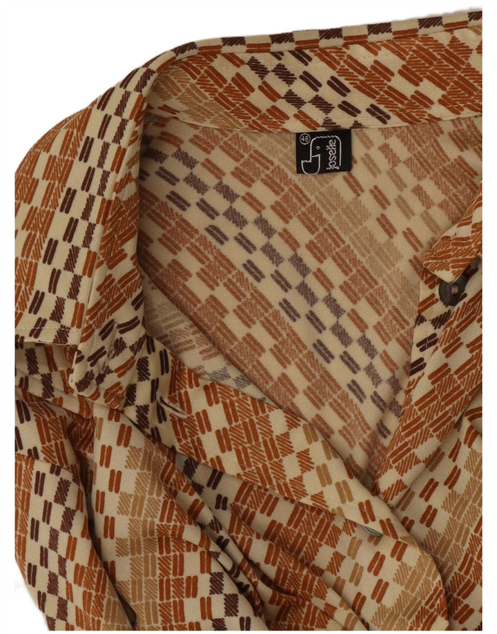 Винтажная женская рубашка IT 48 XL в коричневую полоску