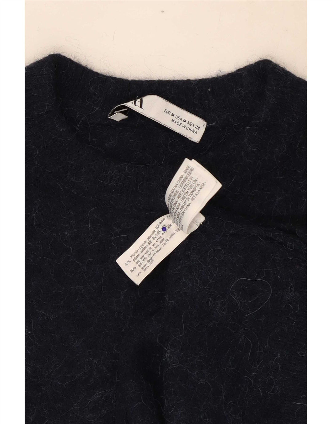 Женский джемпер с круглым вырезом Zara UK 14, средний темно-синий, полиамид