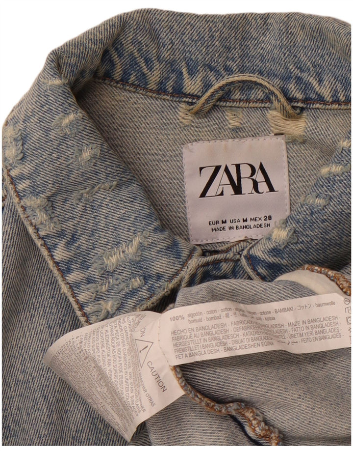 Мужская джинсовая куртка ZARA UK 38, средний синий хлопок, хлопок