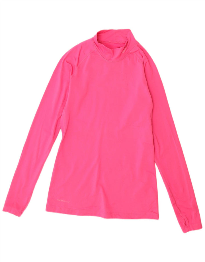 Женский топ Nike Dri Fit с длинным рукавом UK 12, полиэстер среднего розового цвета