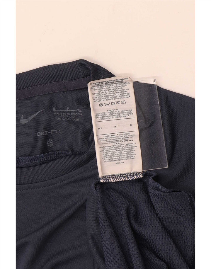 Мужская футболка Nike Dri Fit, маленькая, темно-синяя, полиэстер с цветными блоками