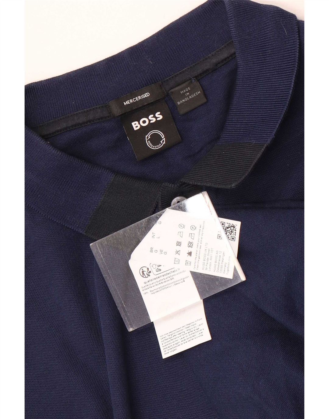 Мужская рубашка-поло Hugo Boss, темно-синяя, хлопковая