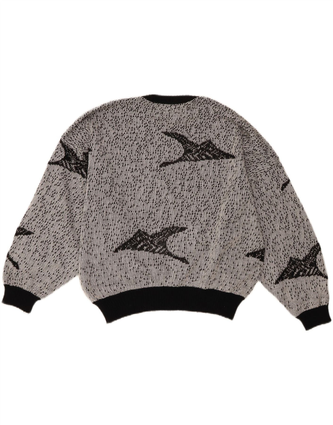 Винтажный женский укороченный джемпер с абстрактным узором и круглым вырезом, свитер, Великобритания, 18 XL, серый цвет