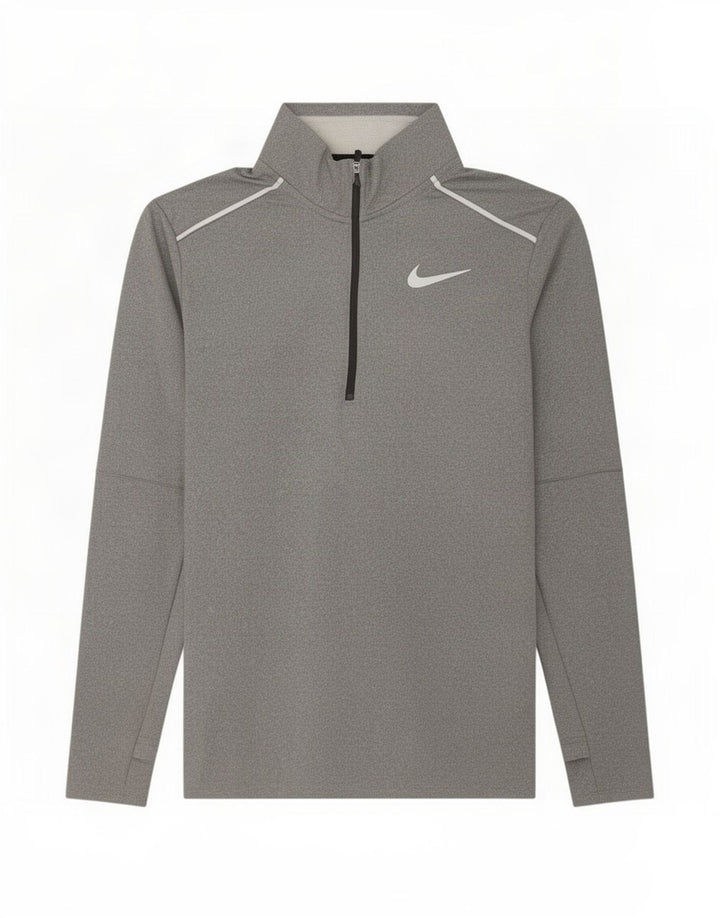 Мужской пуловер с воротником на молнии Nike Dri Fit, спортивный костюм среднего серого цвета из полиэстера