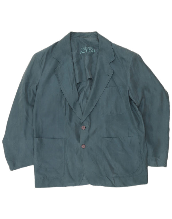 TRUSSARDI Мужской пиджак на 2 пуговицах IT 54 2XL Синий Шелк