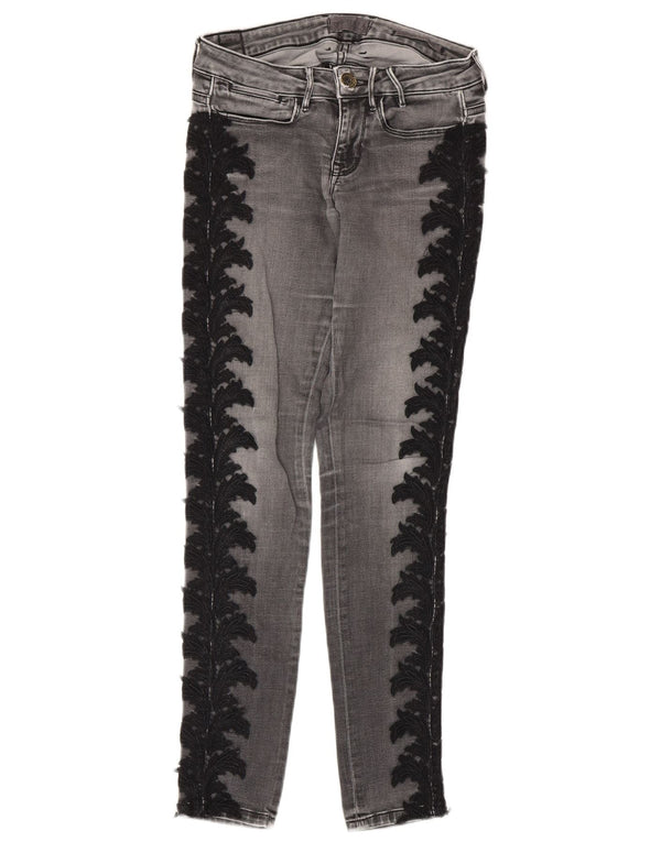 Женские джинсы скинни Guess W26 L29 серые, хлопок с пейсли