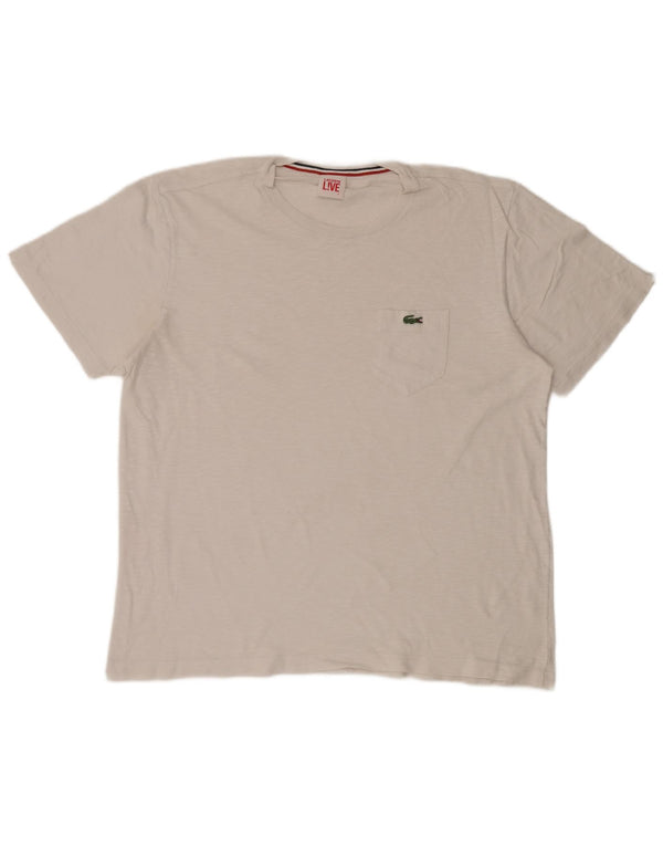 Мужская футболка Lacoste, размер 7, 2XL, белый хлопок с крапинками