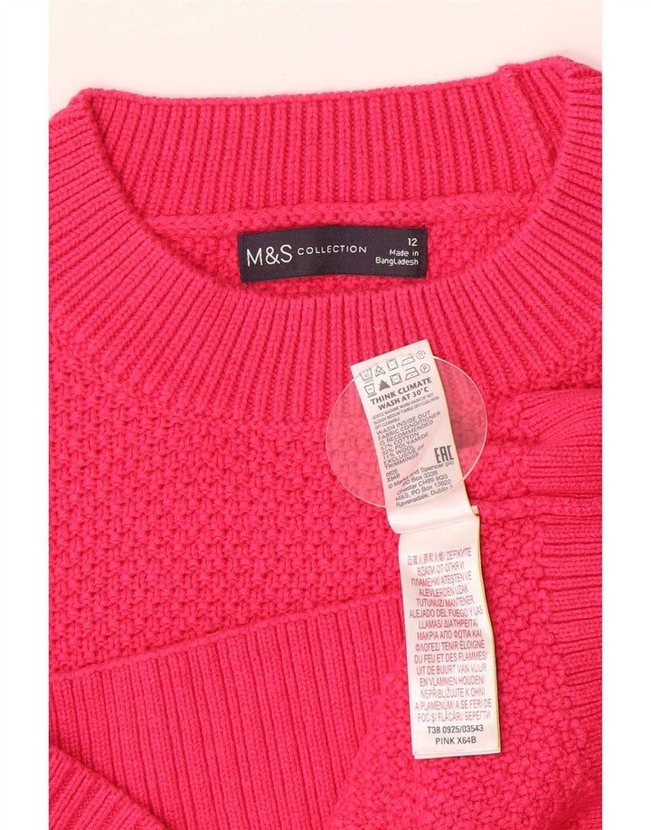Женский джемпер с высоким воротником Marks & Spencer, хлопок, Великобритания, 12, средний розовый цвет