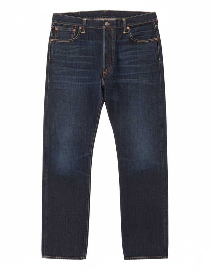 LEVI'S Mens 501 Straight Jeans W36 L34 Navy Blue Cotton