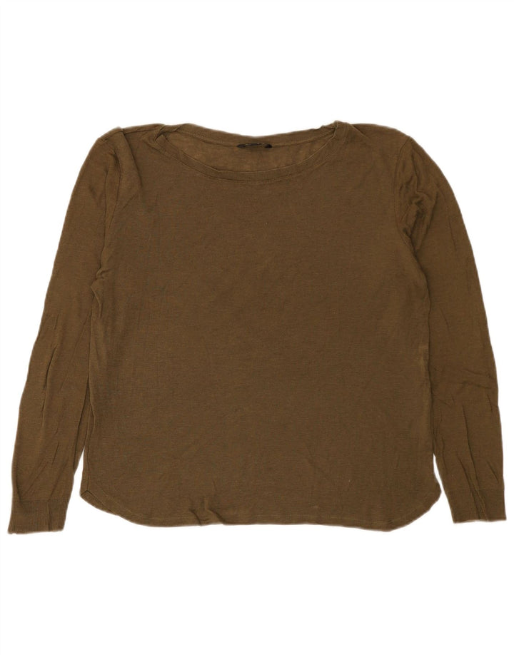 Женский топ Massimo Dutti с длинным рукавом UK 16, большой цвет хаки