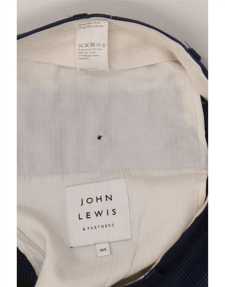 Мужские прямые костюмные брюки John Lewis W36 L28, синие шерстяные клетки в клетку