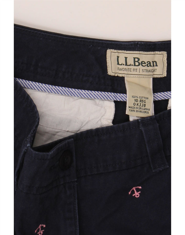 L.L.BEAN Womens Abstract Pattern Chino Shorts US 10 Large W32  Navy Blue Vintage L.L.Bean and Second-Hand L.L.Bean from Messina Hembry 