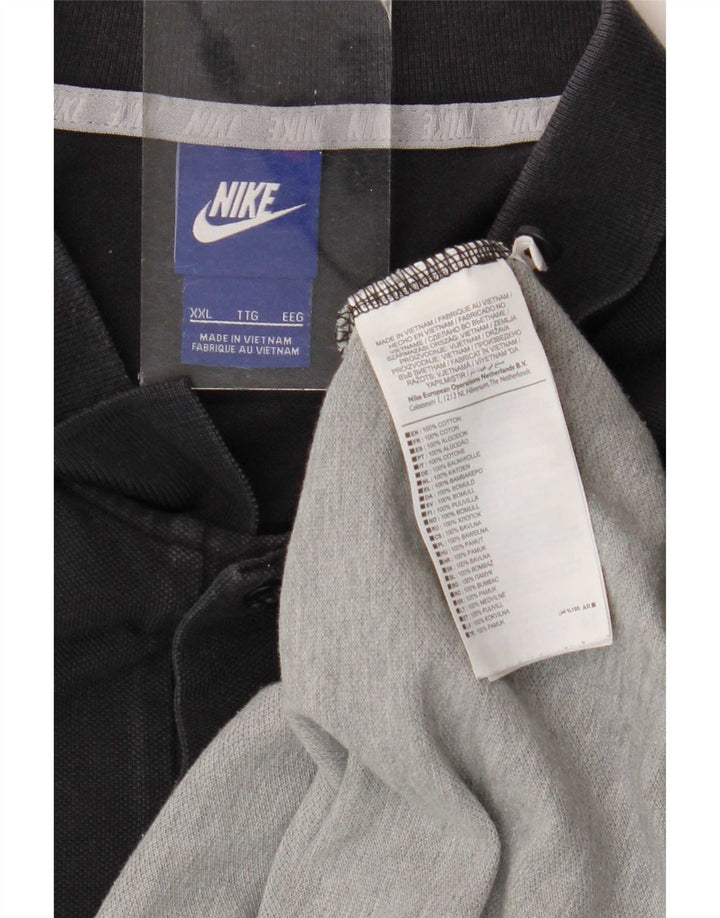 Мужская рубашка-поло Nike 2XL, черная, хлопок с цветными блоками