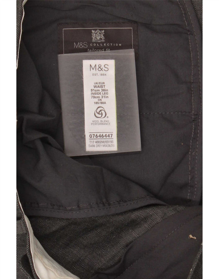 Мужские прямые костюмные брюки строгого кроя Marks & Spencer W36 L31 серые в клетку