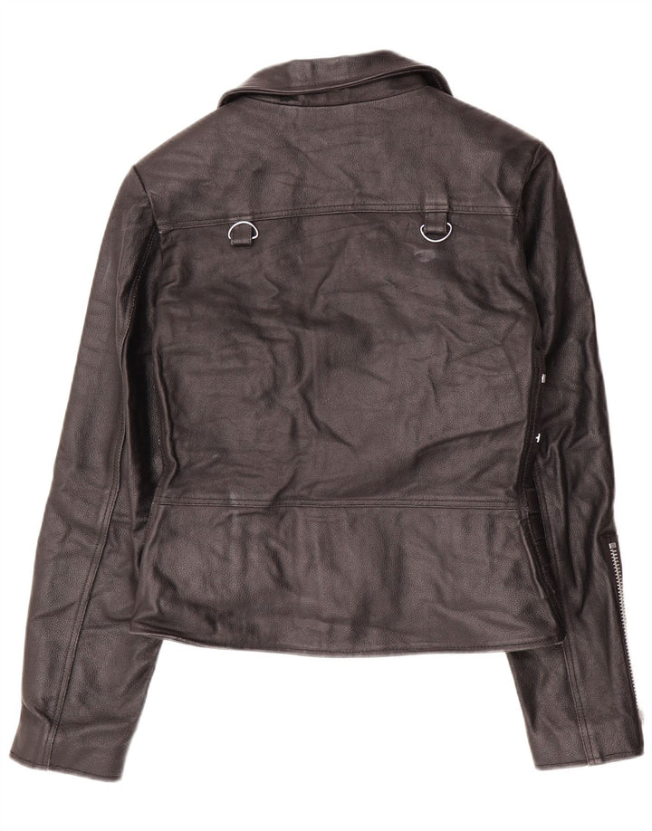 Женская кожаная косуха VINTAGE UK 12, кожаная, черная, среднего размера