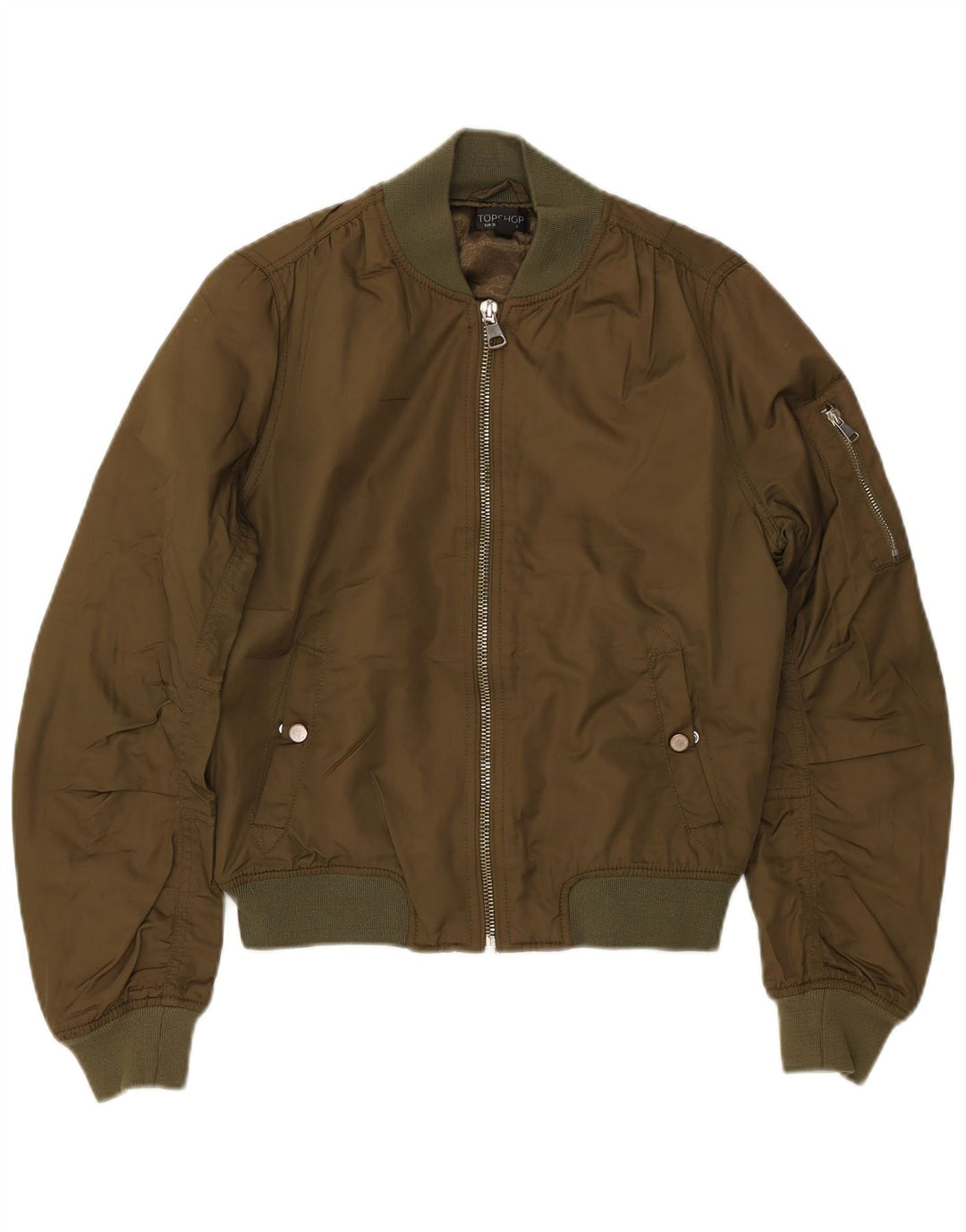 TOPSHOP Женский бомбер оверсайз UK 10, маленький цвет хаки, полиэстер