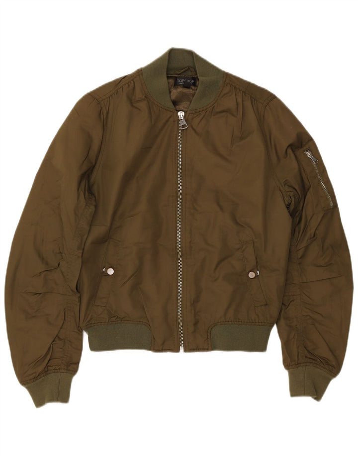 TOPSHOP Женский бомбер оверсайз UK 10, маленький цвет хаки, полиэстер