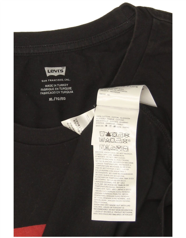 Мужская футболка с рисунком Levi's, размер 2XL, черная, хлопковая, с логотипом