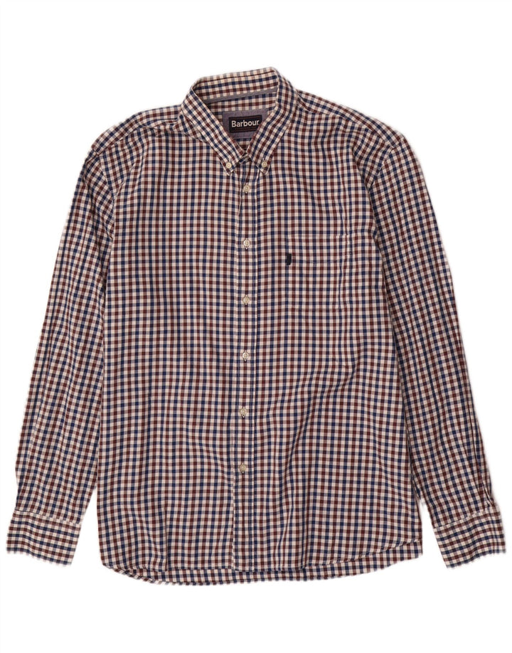 Мужская рубашка Barbour 2XL, синяя, хлопок в мелкую клетку