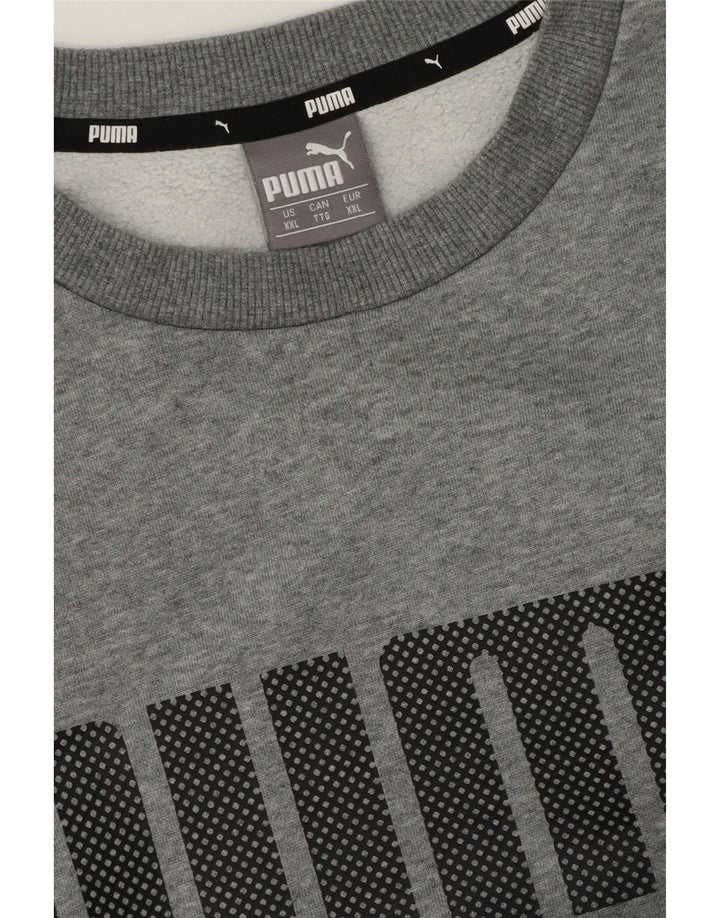 Мужской свитшот с рисунком Puma 2XL серый в крапинку