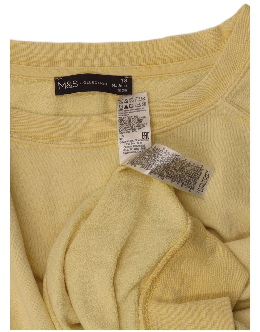 Женский свитер оверсайз Marks & Spencer UK 18 XL, желтый хлопок