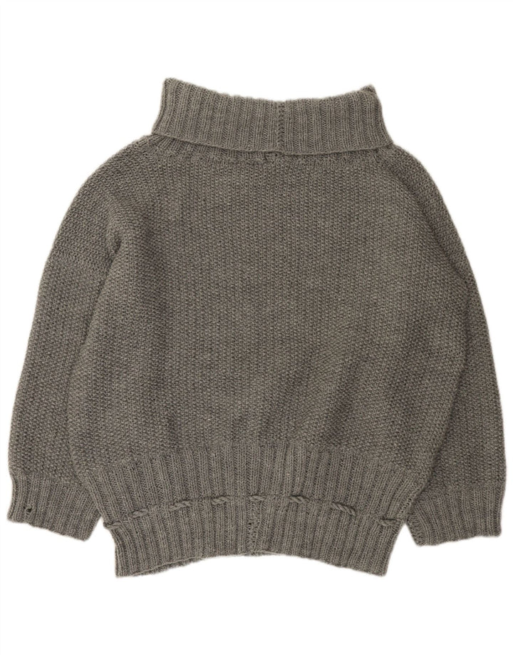 ВИНТАЖНЫЙ женский свободный джемпер с высоким воротником, Великобритания, 22, 3XL, серый