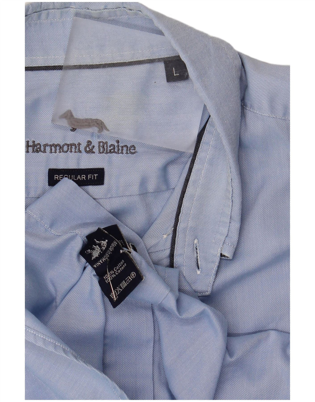 Мужская рубашка обычного кроя Harmont & Blaine, большая синяя хлопковая ткань