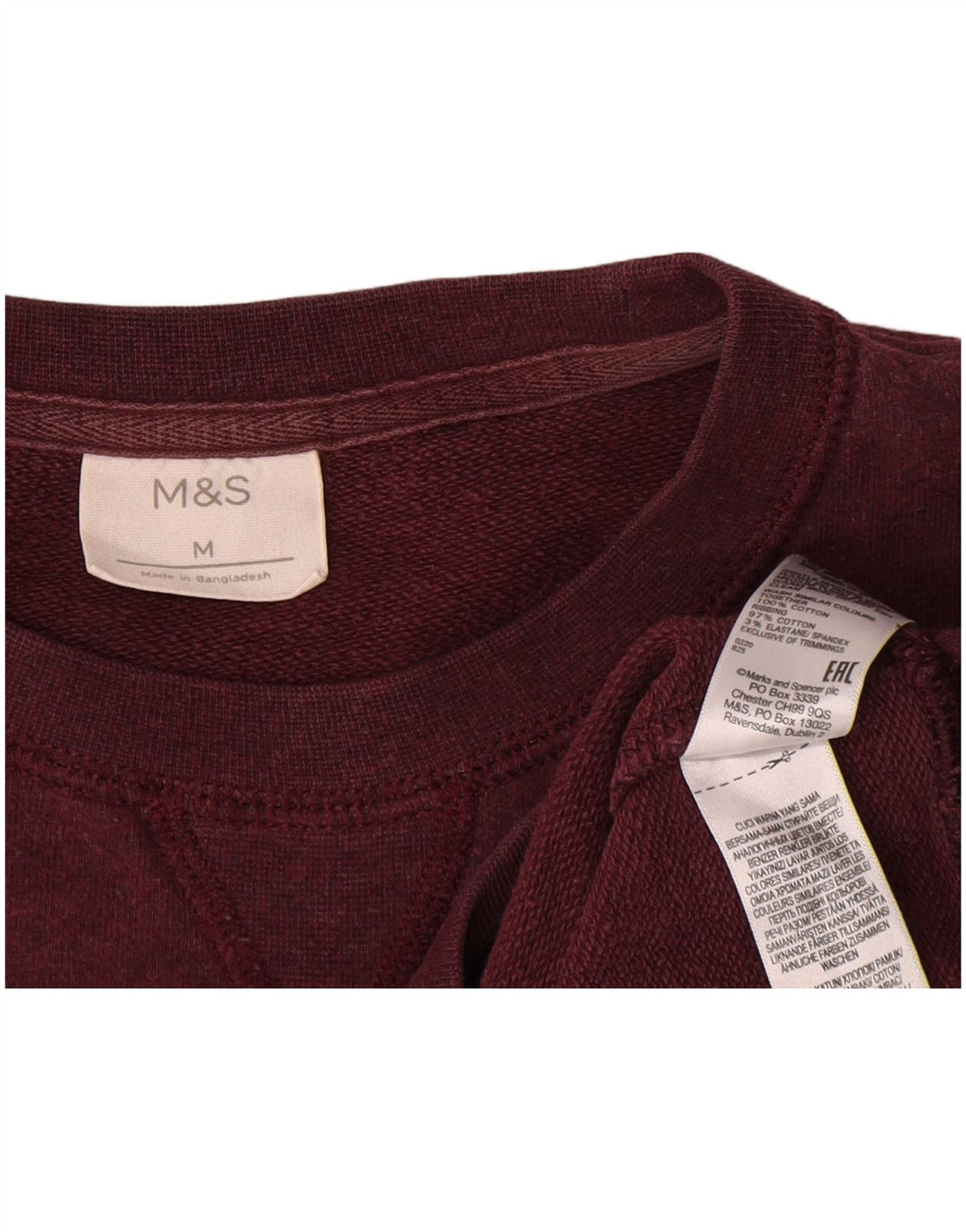 Женский свитер Marks & Spencer UK 14, средний бордовый хлопок, хлопковый
