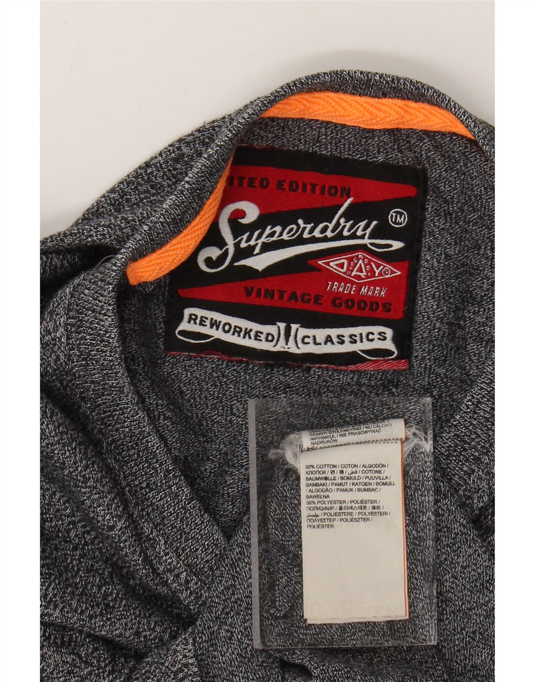 SUPERDRY Мужская футболка с рисунком из хлопка среднего серого цвета с крапинками