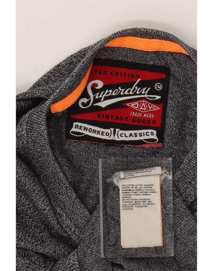 SUPERDRY Мужская футболка с рисунком из хлопка среднего серого цвета с крапинками